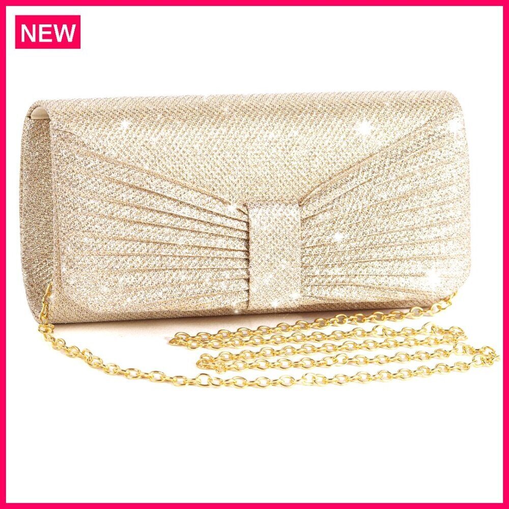 Sparkling Evening Clutch with Detachable Chain for Weddings Parties